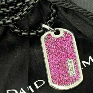 DAVID YURMAN STERLING SILVER TAG WITH RUBIES